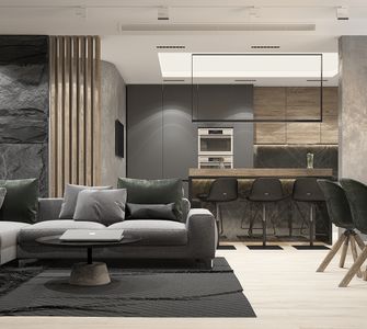 Фото готовой квартиры от дизайнера в ЖК Евро 3-комнатная квартира в стиле брутальный минимализм