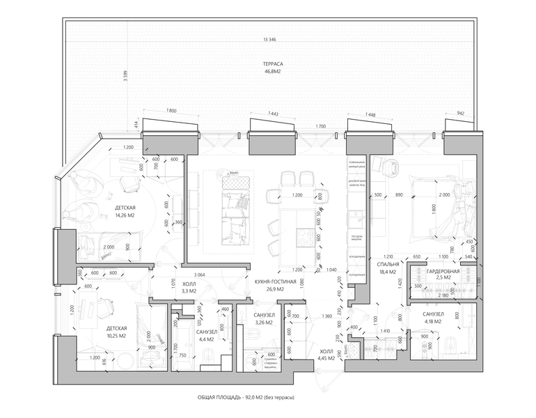 Планировочное решение дизайнерской квартиры в ЖК Д 1 № 422