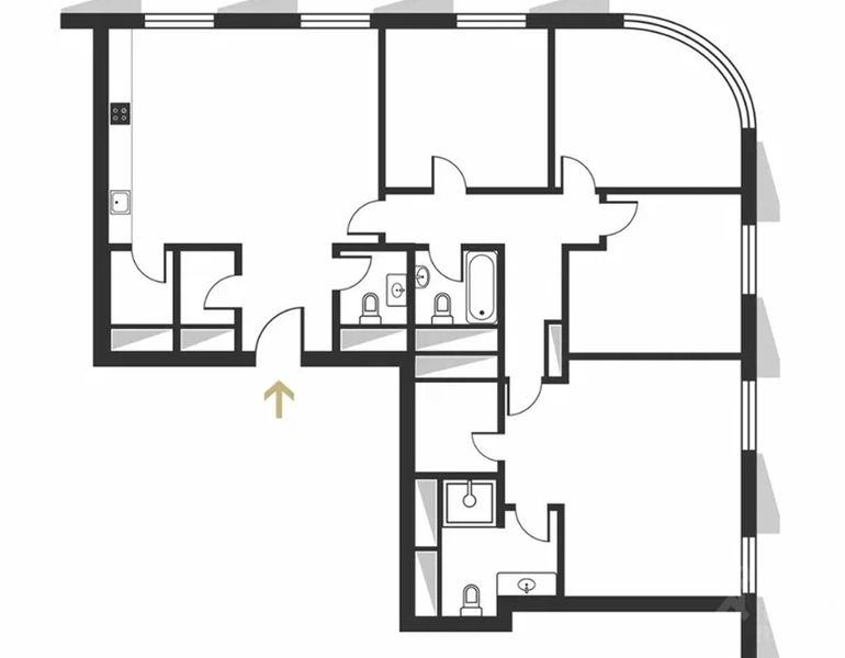 Планировочное решение дизайнерской квартиры в ЖК Евро 4-комнатная квартира в ЖК 